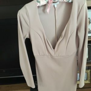 Beige V wire neck dress